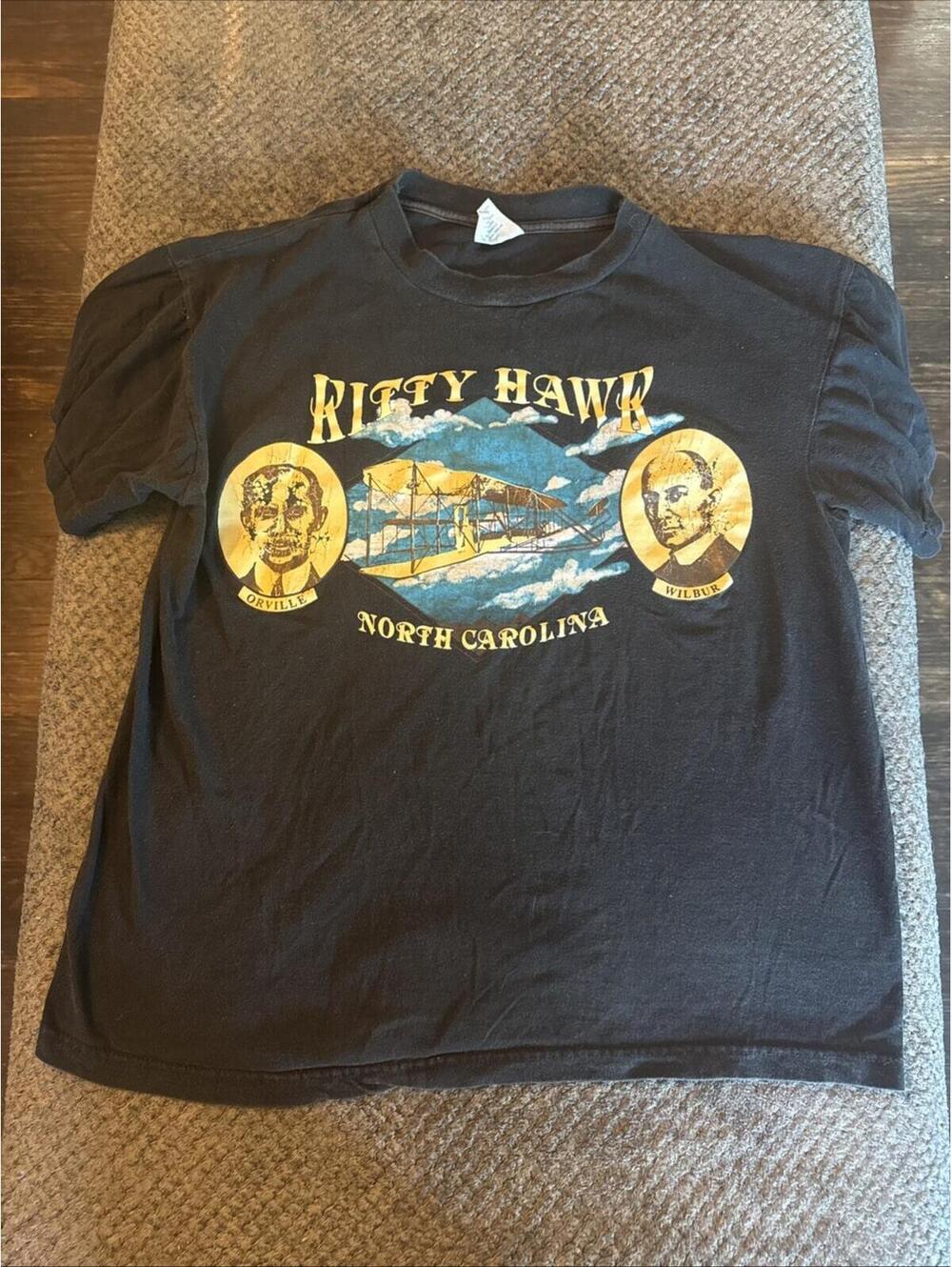 Vtg 80s 90s Men’s Large T Shirt Single Stitch Kitty Hawk North Carolina Wright